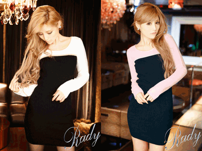 Rady 通販 バイカラーラメラインワッフルニットワンピース